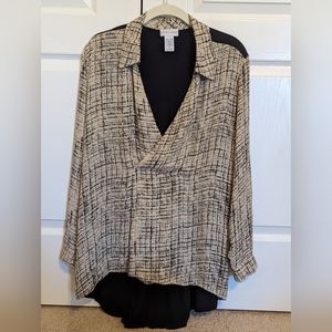 Soft Surroundings Pullover Black & Beige Blouse
